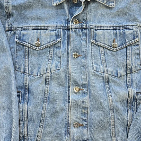 Vintage Wrangler HERO Denim Trucker Jacket M Blue Y2K Distressed 90s Streetwear - Picture 4 of 16